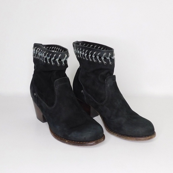 RAG & BONE Mercer Black Leather Ankle Boots Booties Whipstitch Knotted 36.5 - Picture 5 of 8